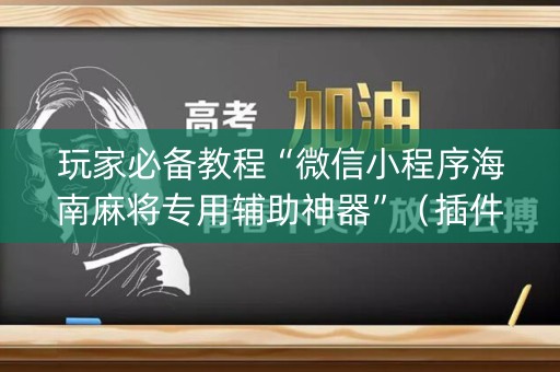 玩家必备教程“微信小程序海南麻将专用辅助神器”（插件可信吗)