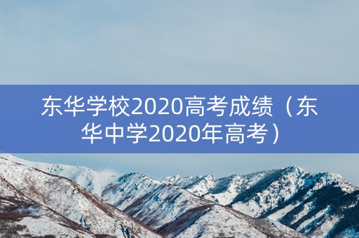 东华学校2020高考成绩（东华中学2020年高考）