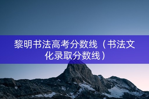 黎明书法高考分数线（书法文化录取分数线）