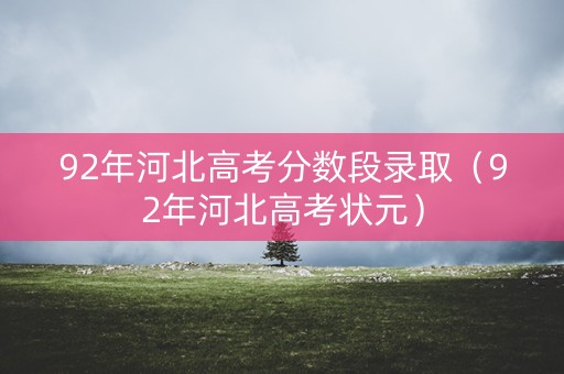 92年河北高考分数段录取（92年河北高考状元）