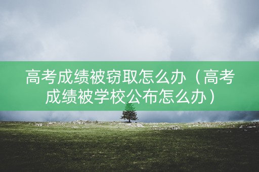 高考成绩被窃取怎么办（高考成绩被学校公布怎么办）