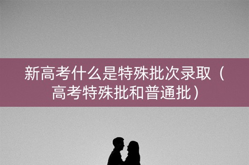 新高考什么是特殊批次录取（高考特殊批和普通批）