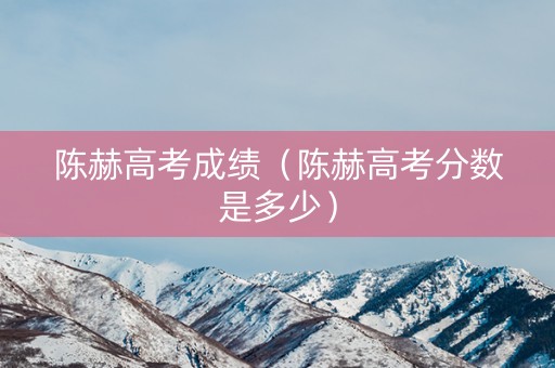 陈赫高考成绩（陈赫高考分数是多少）