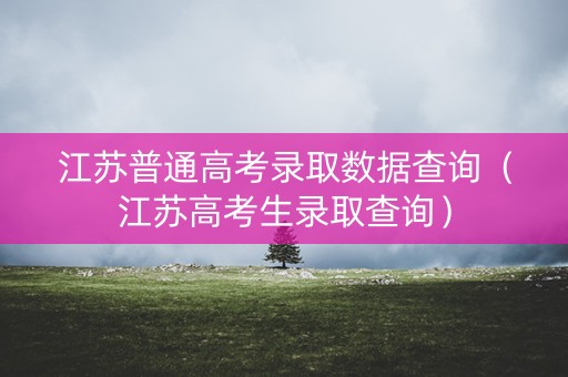 江苏普通高考录取数据查询（江苏高考生录取查询）