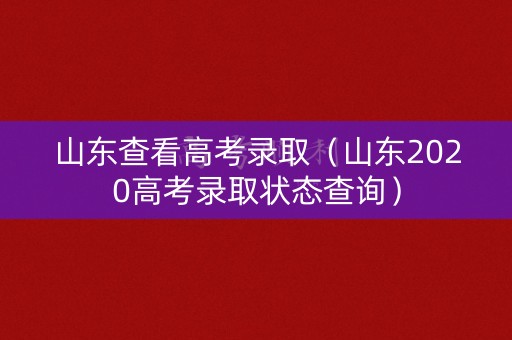 山东查看高考录取（山东2020高考录取状态查询）