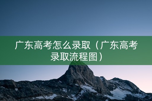 广东高考怎么录取（广东高考录取流程图）