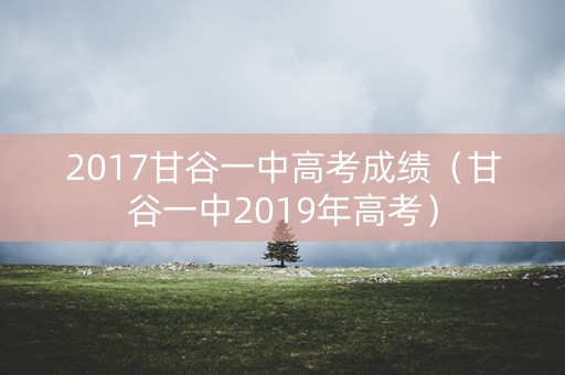 2017甘谷一中高考成绩（甘谷一中2019年高考）