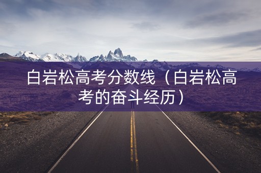 白岩松高考分数线（白岩松高考的奋斗经历）