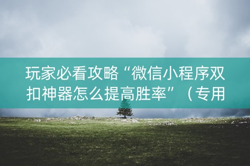 玩家必看攻略“微信小程序双扣神器怎么提高胜率”（专用神器)