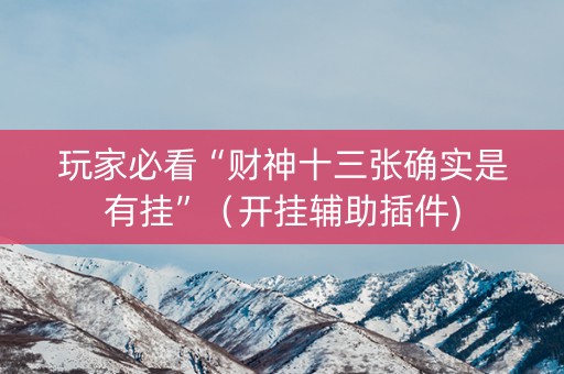 玩家必看“财神十三张确实是有挂”（开挂辅助插件)