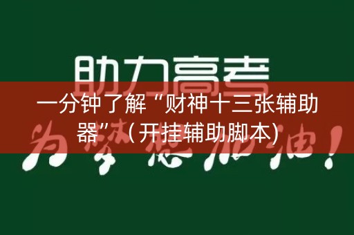 一分钟了解“财神十三张辅助器”（开挂辅助脚本)