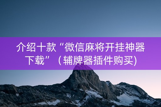 介绍十款“微信麻将开挂神器下载”（辅牌器插件购买)