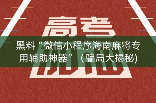 黑料“微信小程序海南麻将专用辅助神器”（骗局大揭秘)