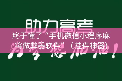 终于懂了“手机微信小程序麻将做弊器软件”（挂件神器)