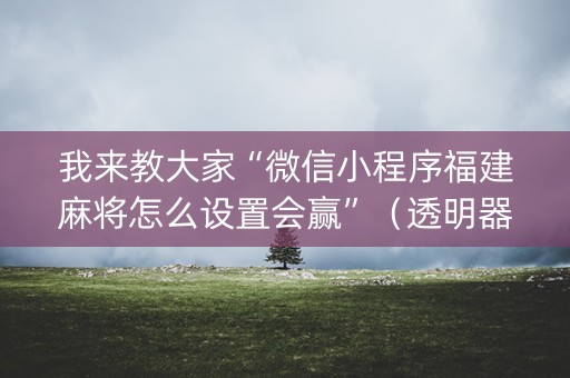 我来教大家“微信小程序福建麻将怎么设置会赢”（透明器教程)