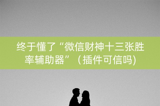 终于懂了“微信财神十三张胜率辅助器”（插件可信吗)