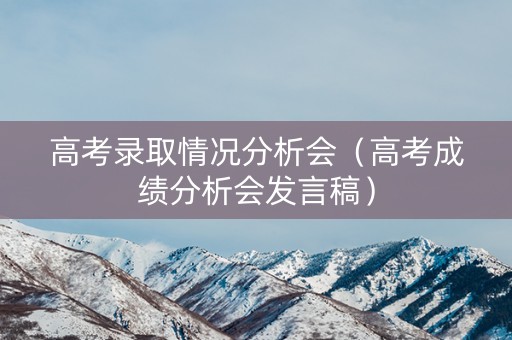 高考录取情况分析会（高考成绩分析会发言稿）