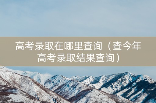 高考录取在哪里查询（查今年高考录取结果查询）
