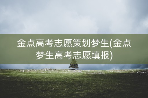 金点高考志愿策划梦生(金点梦生高考志愿填报) 金点高考志愿策划梦生(金点梦生高考志愿填报)