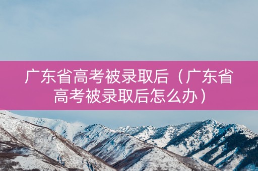广东省高考被录取后（广东省高考被录取后怎么办）