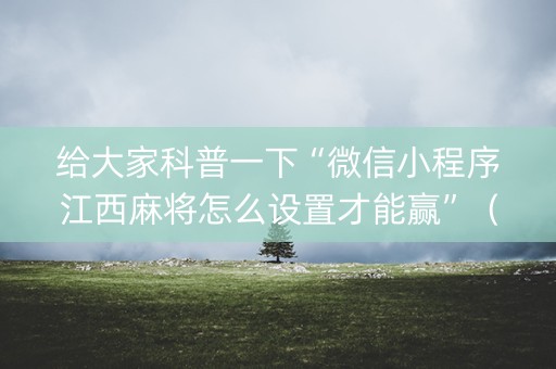给大家科普一下“微信小程序江西麻将怎么设置才能赢”（做弊器软件下载)