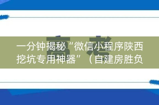 一分钟揭秘“微信小程序陕西挖坑专用神器”（自建房胜负规律)