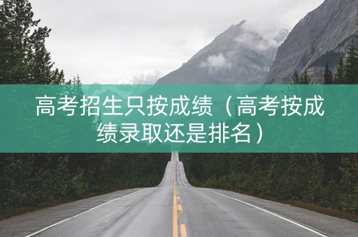 高考招生只按成绩（高考按成绩录取还是排名）