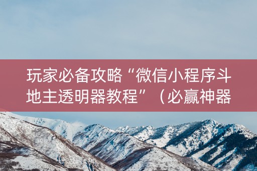 玩家必备攻略“微信小程序斗地主透明器教程”（必赢神器辅助器)