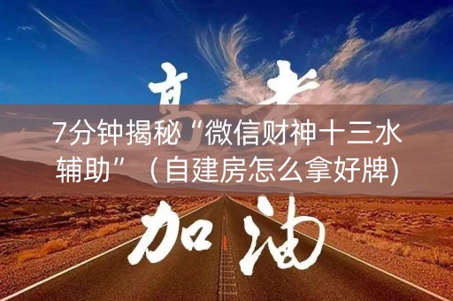 7分钟揭秘“微信财神十三水辅助”（自建房怎么拿好牌)