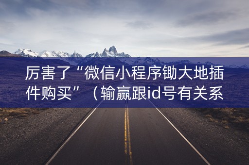 厉害了“微信小程序锄大地插件购买”（输赢跟id号有关系吗)