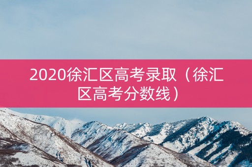2020徐汇区高考录取（徐汇区高考分数线）