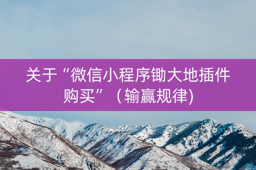 关于“微信小程序锄大地插件购买”（输赢规律)
