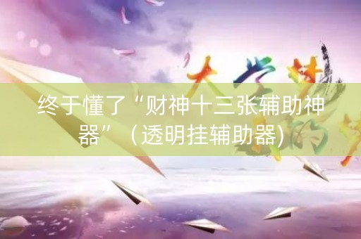 终于懂了“财神十三张辅助神器”（透明挂辅助器)