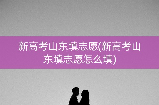 新高考山东填志愿(新高考山东填志愿怎么填)