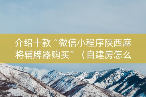 介绍十款“微信小程序陕西麻将辅牌器购买”（自建房怎么赢)