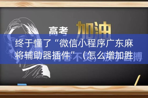 终于懂了“微信小程序广东麻将辅助器插件”（怎么增加胜率)