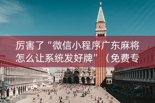 厉害了“微信小程序广东麻将怎么让系统发好牌”（免费专用神器)