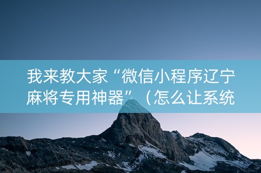 我来教大家“微信小程序辽宁麻将专用神器”（怎么让系统给自己好牌)