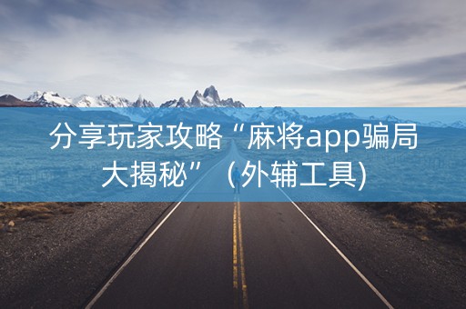 分享玩家攻略“麻将app骗局大揭秘”（外辅工具)