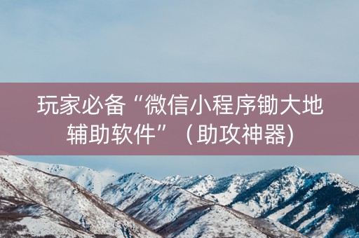 玩家必备“微信小程序锄大地辅助软件”（助攻神器)