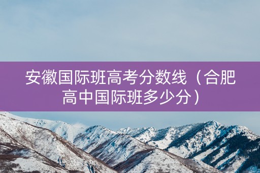 安徽国际班高考分数线（合肥高中国际班多少分）