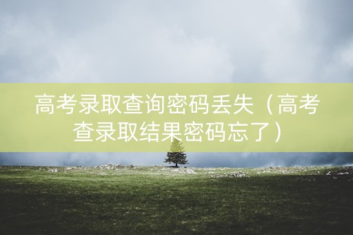 高考录取查询密码丢失（高考查录取结果密码忘了）