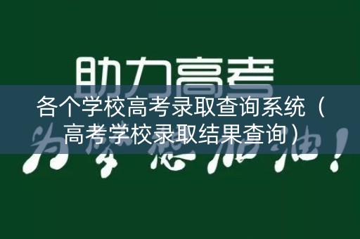 各个学校高考录取查询系统（高考学校录取结果查询）
