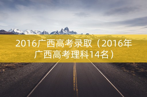 2016广西高考录取（2016年广西高考理科14名）