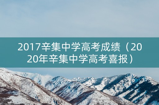 2017辛集中学高考成绩（2020年辛集中学高考喜报）