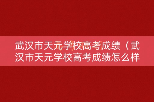 武汉市天元学校高考成绩（武汉市天元学校高考成绩怎么样）