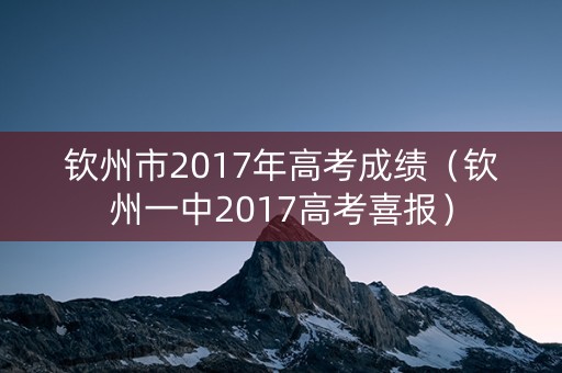 钦州市2017年高考成绩（钦州一中2017高考喜报）