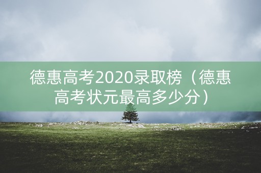 德惠高考2020录取榜（德惠高考状元最高多少分）
