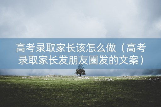 高考录取家长该怎么做（高考录取家长发朋友圈发的文案）