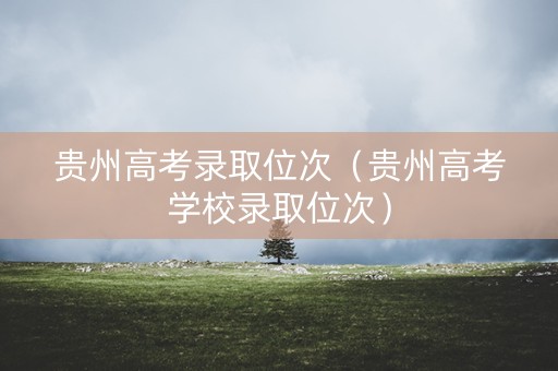 贵州高考录取位次（贵州高考学校录取位次）